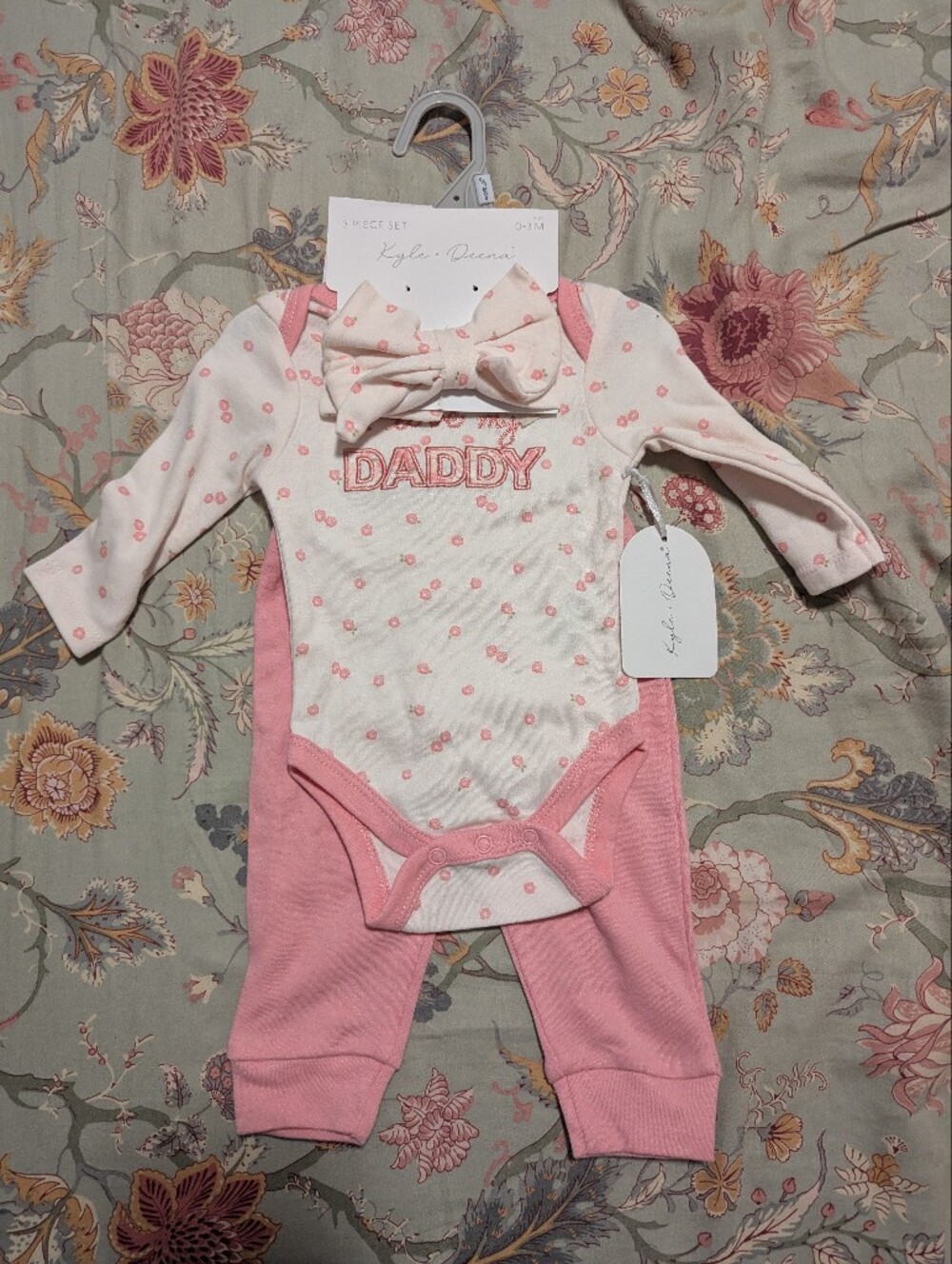 NWT 3pcs Oeko Tex Outfit Girl Baby Kyle Deena Pants Onesie Headband 0-3m Newborn